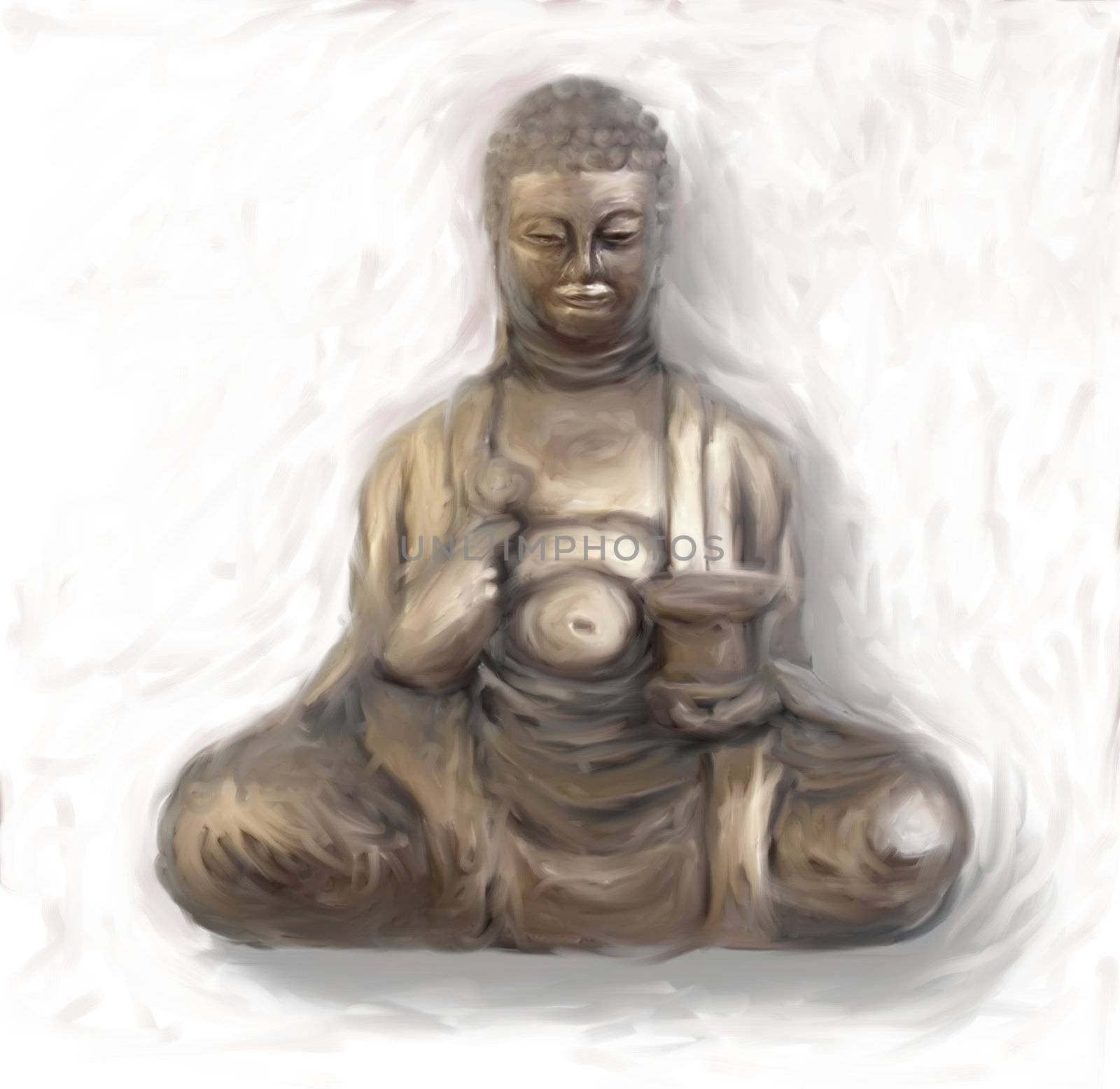 Digital painting of Buddha
