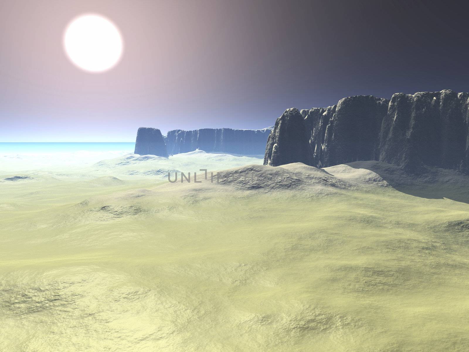 Digital visualization of a surreal landscape