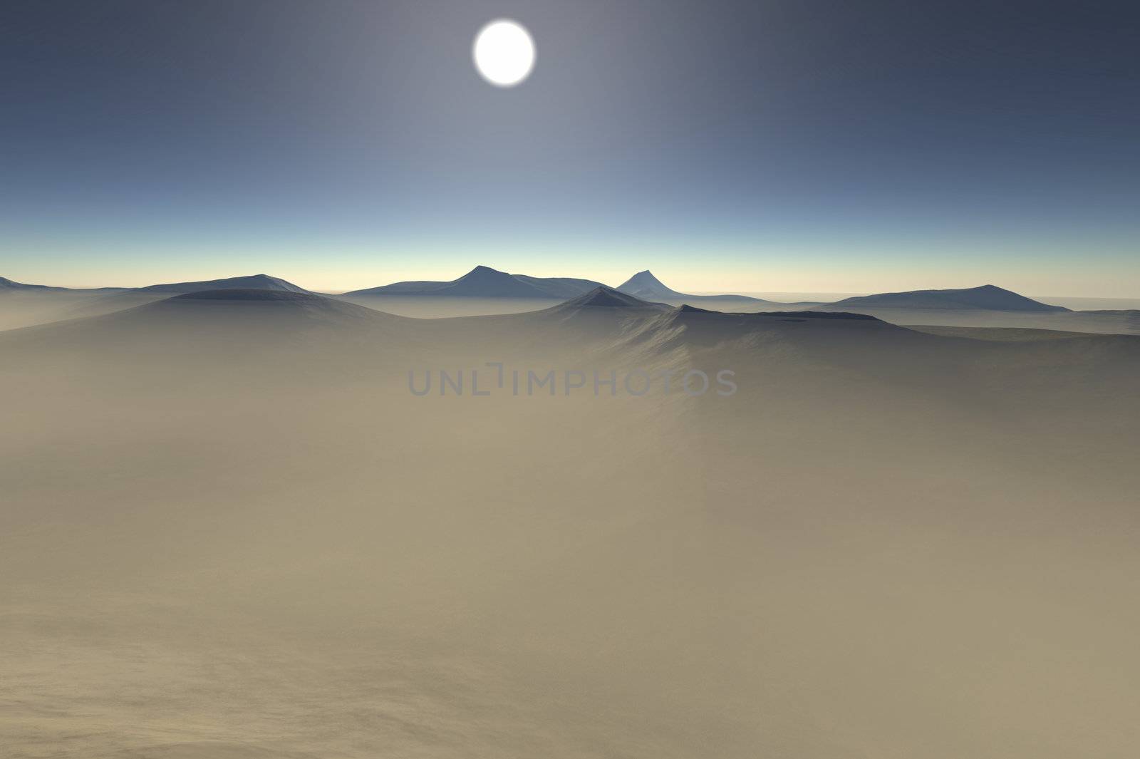 Digital visualization of a surreal landscape