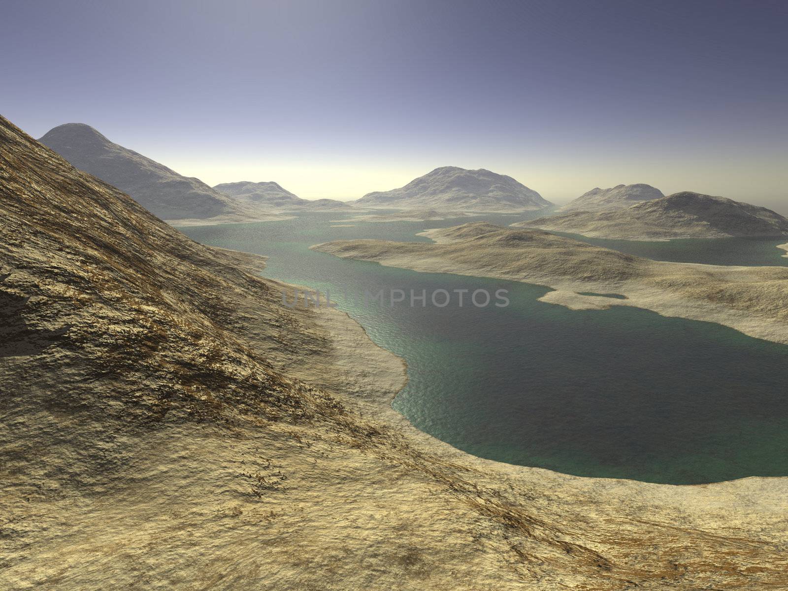 Digital visualization of a surreal landscape
