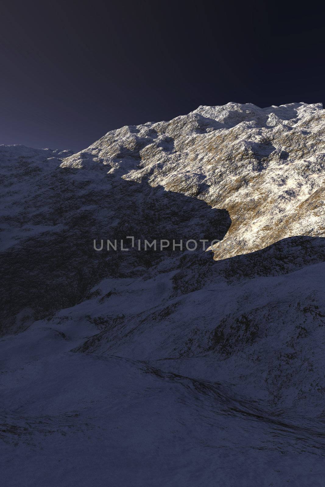 Digital visualization of a surreal landscape