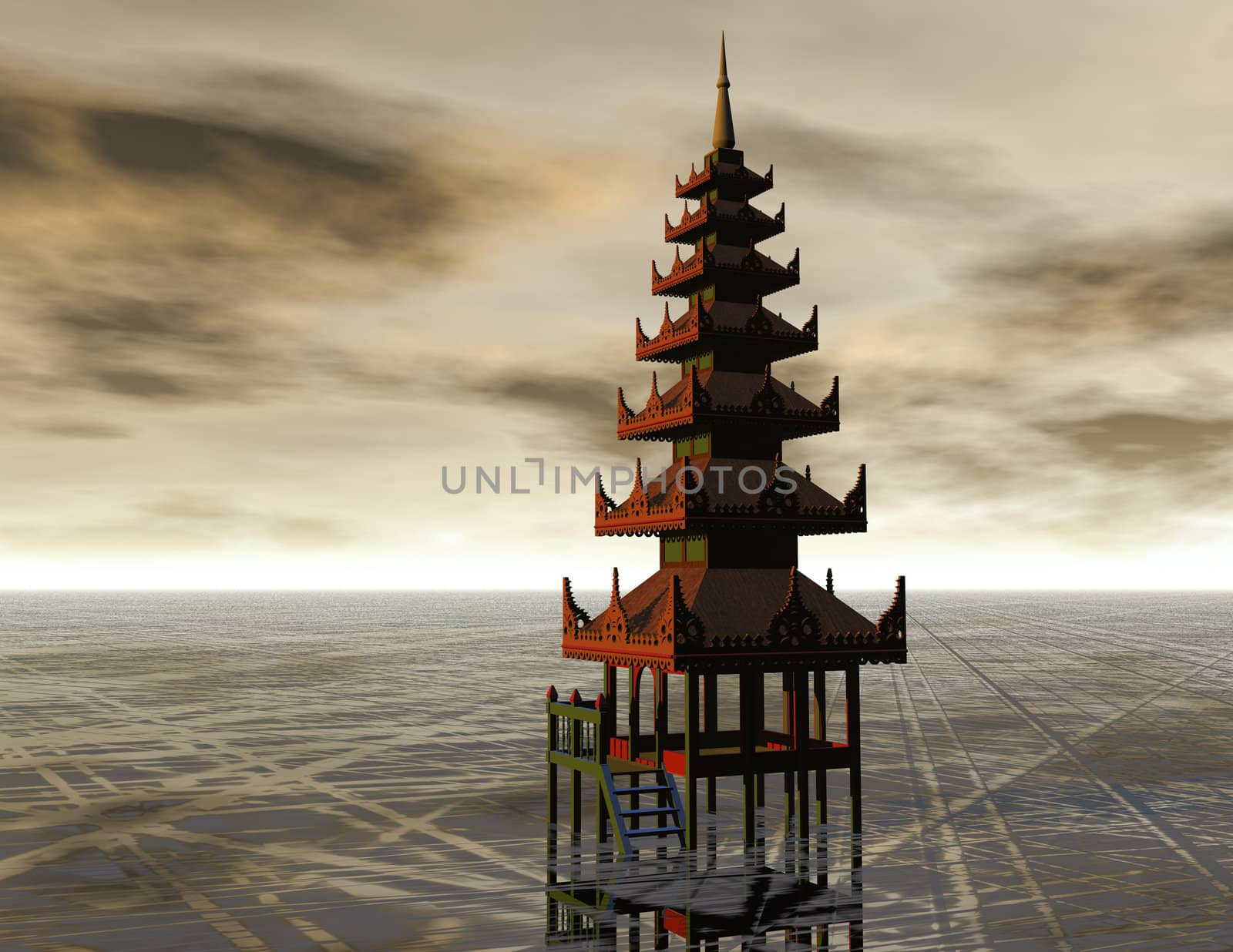 Digital visualization of a golden temple