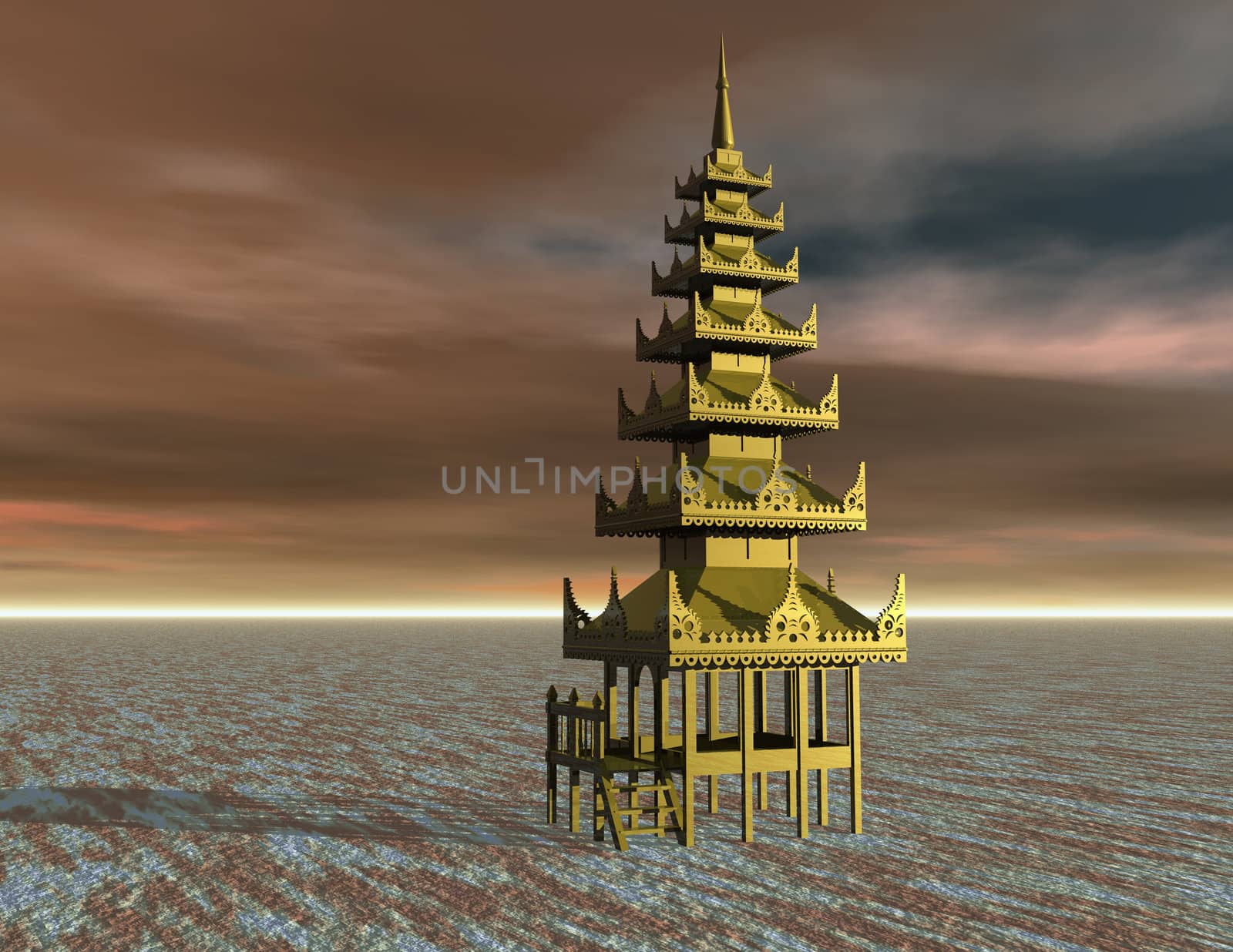 Digital visualization of a golden temple