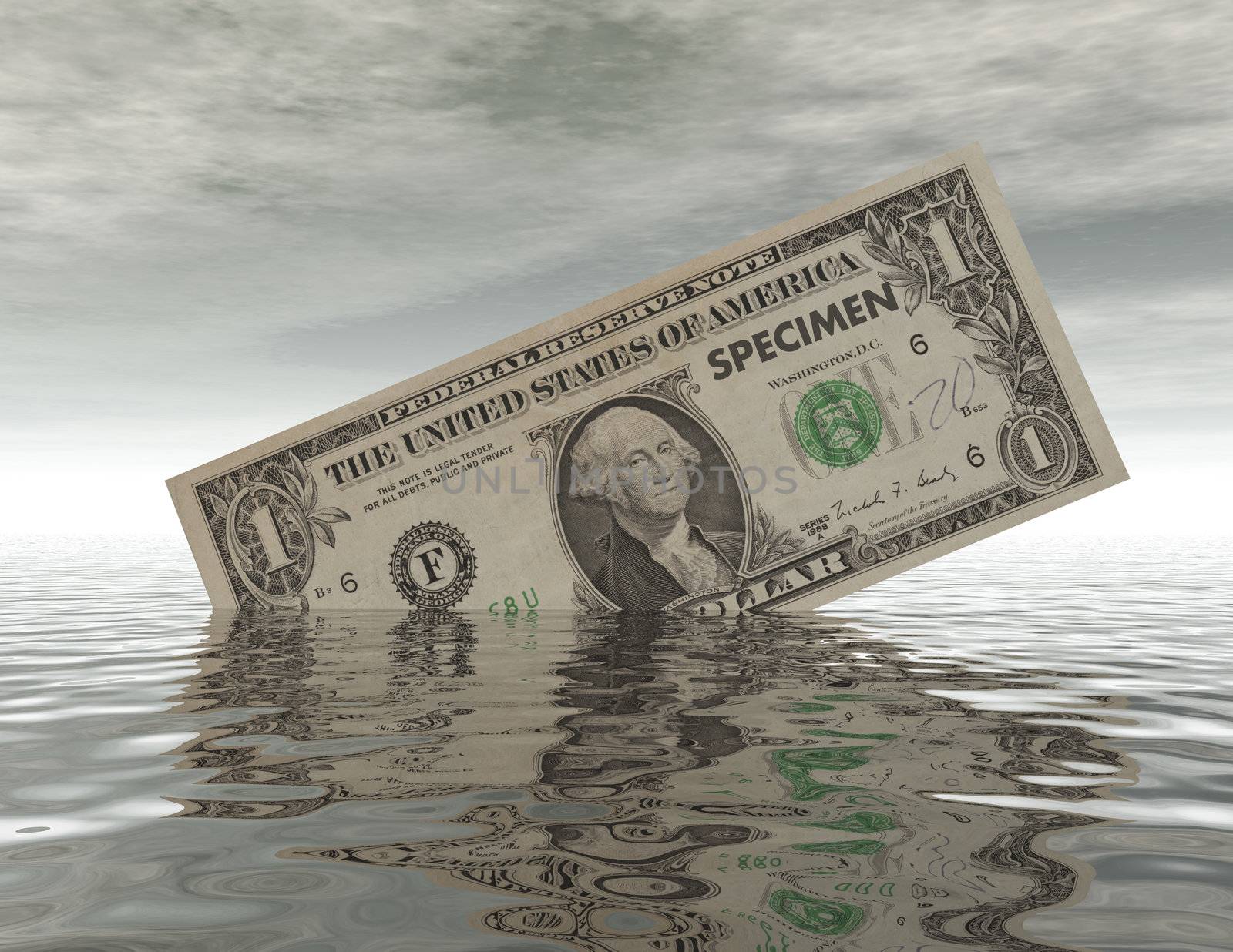 Digital visualization of a dollar bill