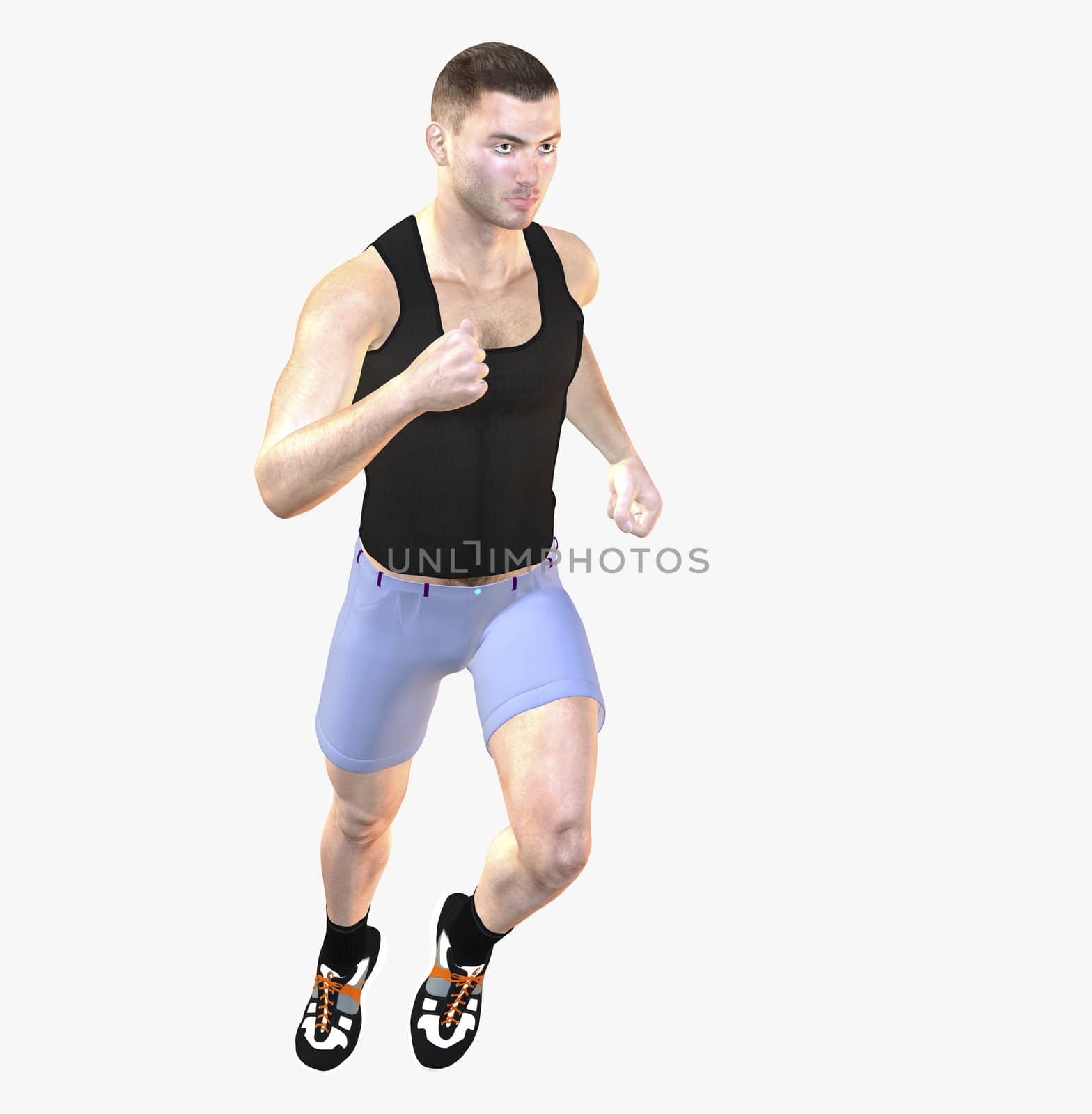 Digital rendering / Pose of a running man