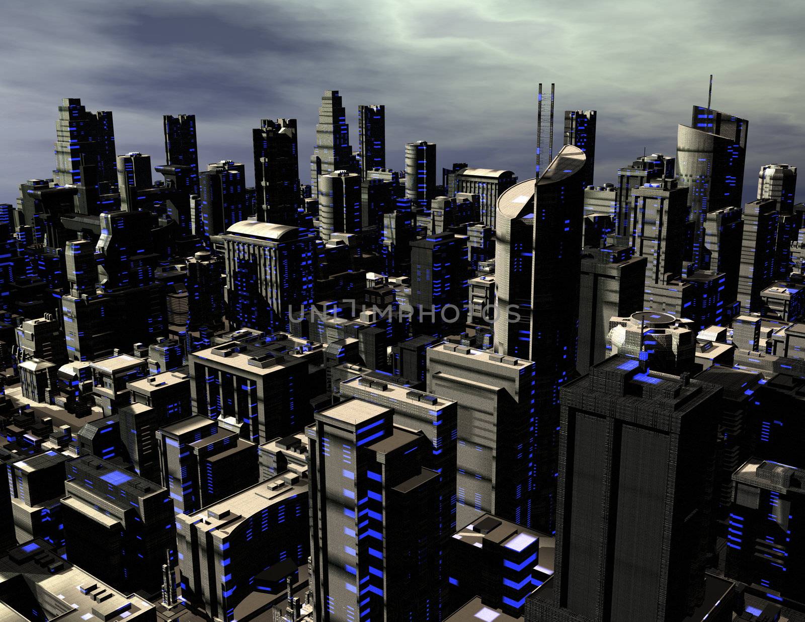 digital rendering of a futuristic city