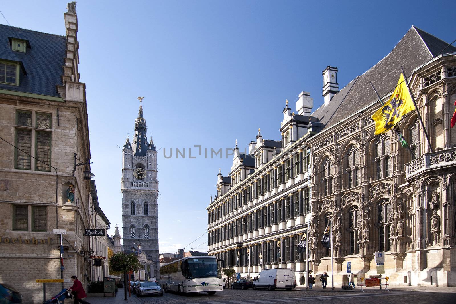 city hall in the old town of ghent, belgium