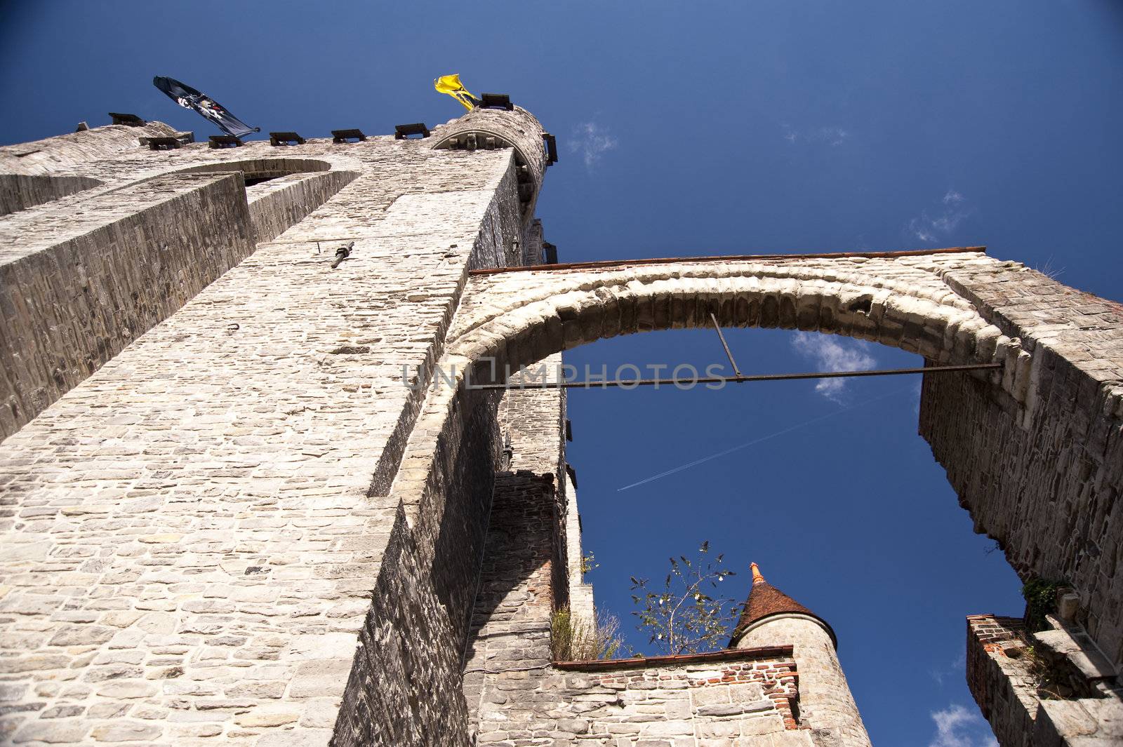 castle gravensteen in the old town of ghent, belgium