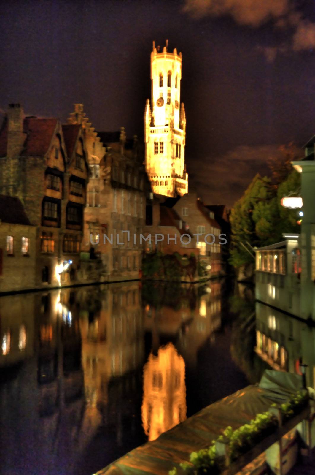 old town of bruges, belgium, by night (hdr)