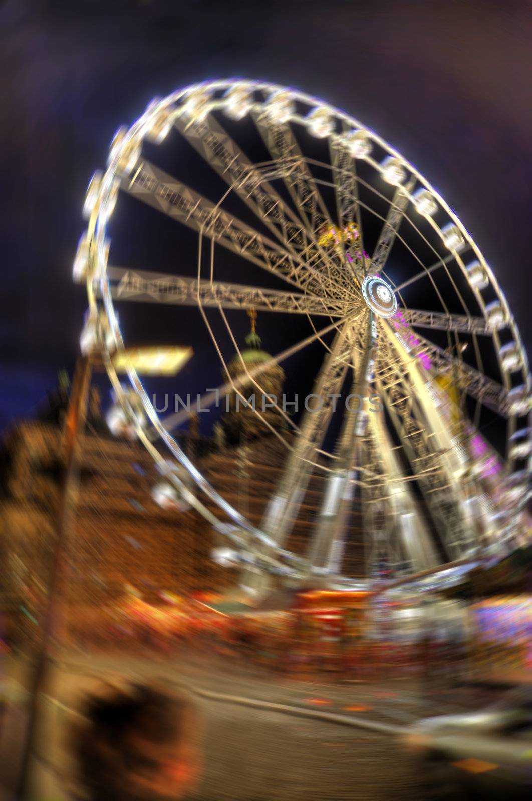 funfair scene in the old town of amsterdam, netherlands (hdr)