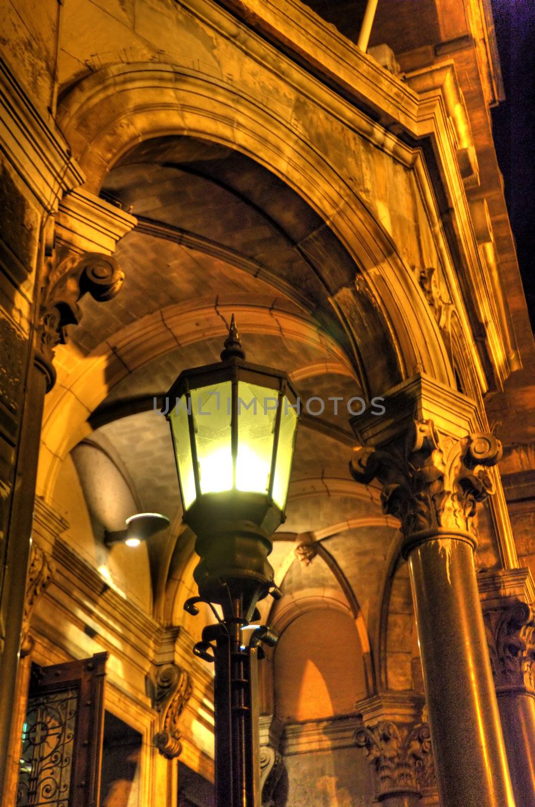 scene in the old town of amsterdam, netherlands by night (hdr)