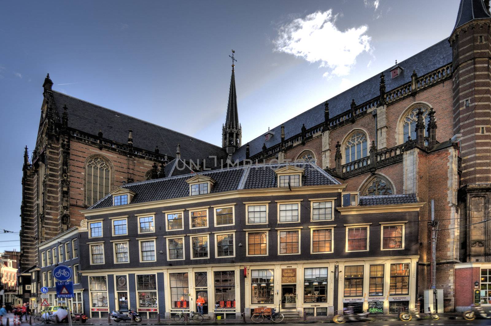scene in the old town of amsterdam, netherlands (hdr)