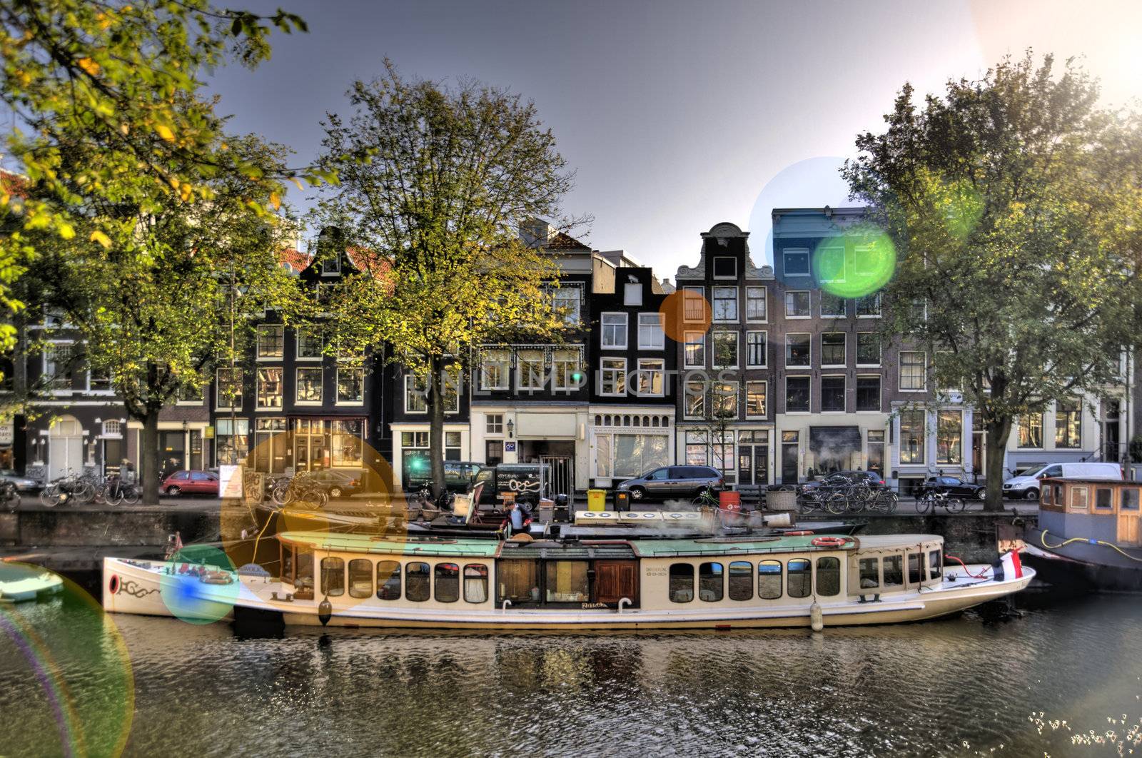 scene in the old town of amsterdam, netherlands (hdr)