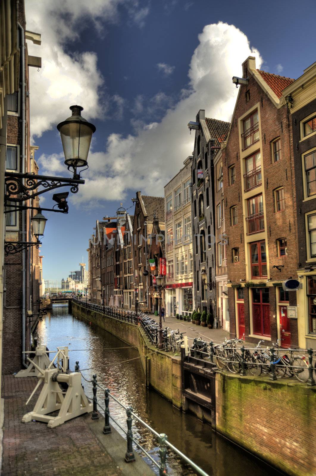 scene in the old town of amsterdam, netherlands (hdr)
