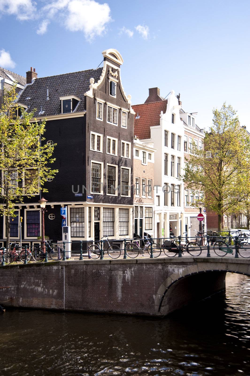 scene in the old town of amsterdam, netherlands