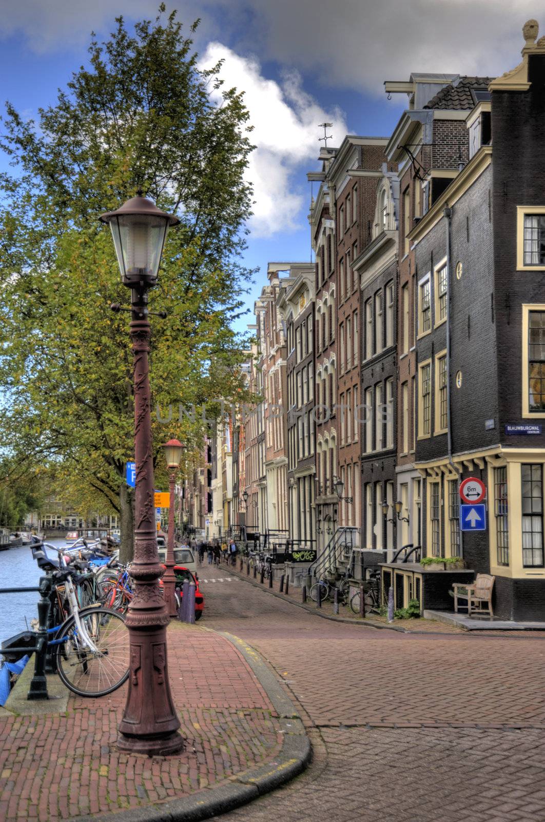 scene in the old town of amsterdam, netherlands (hdr)