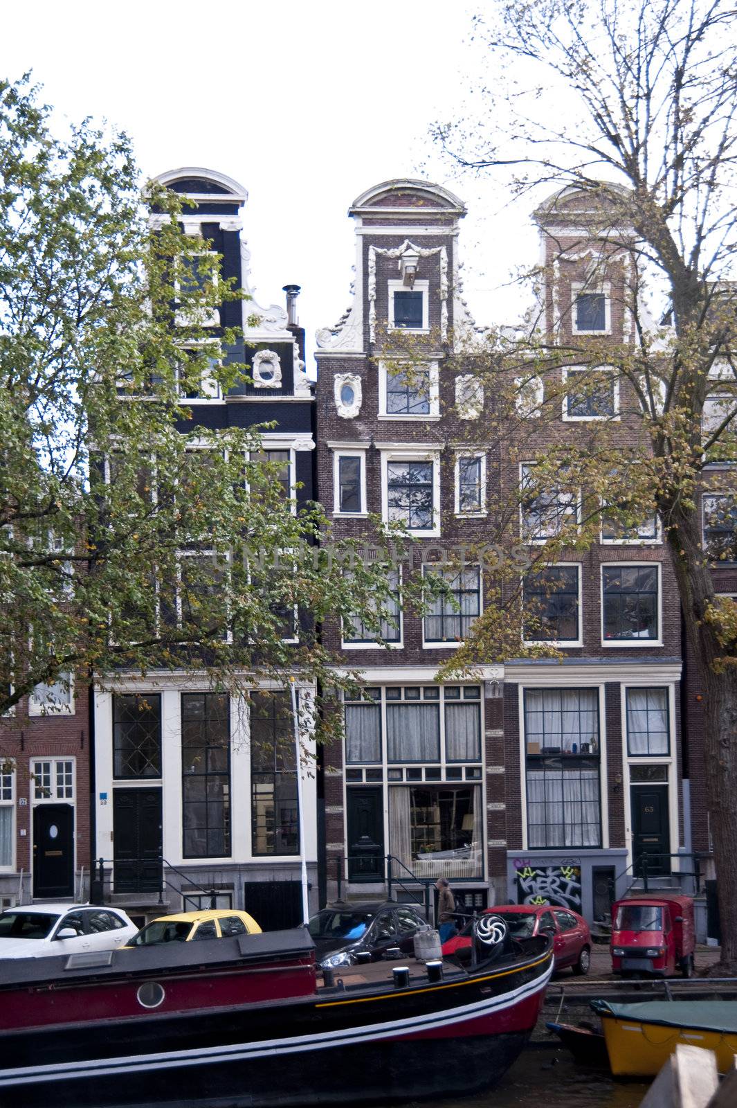 scene in the old town of amsterdam, netherlands