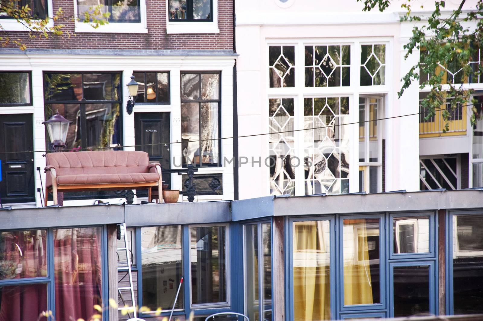 scene in the old town of amsterdam, netherlands