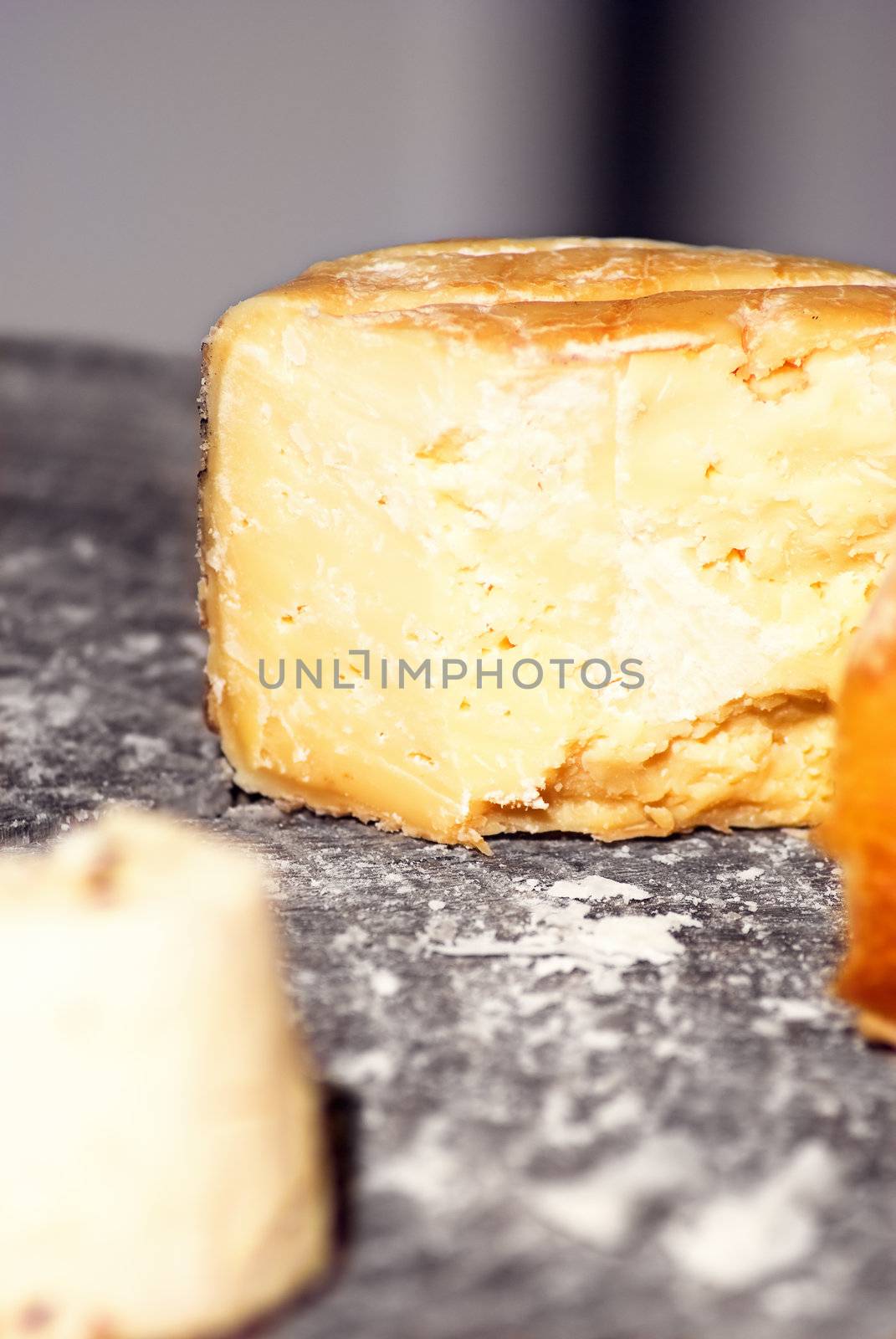 feta cheese on wooden cutting board 