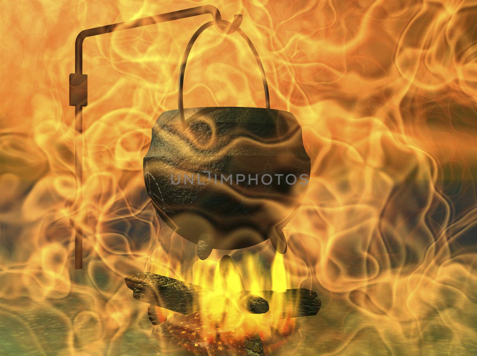 digital visualization of a fire place