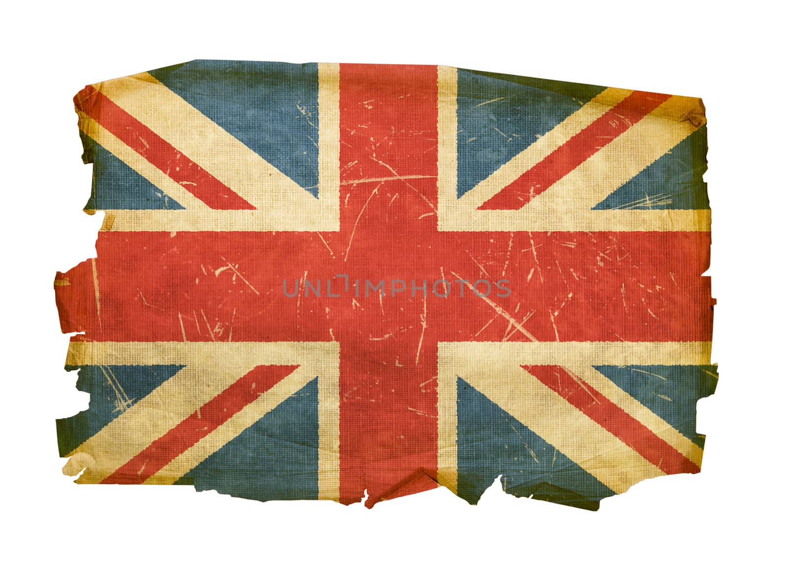 United Kingdom Flag old, isolated on white background