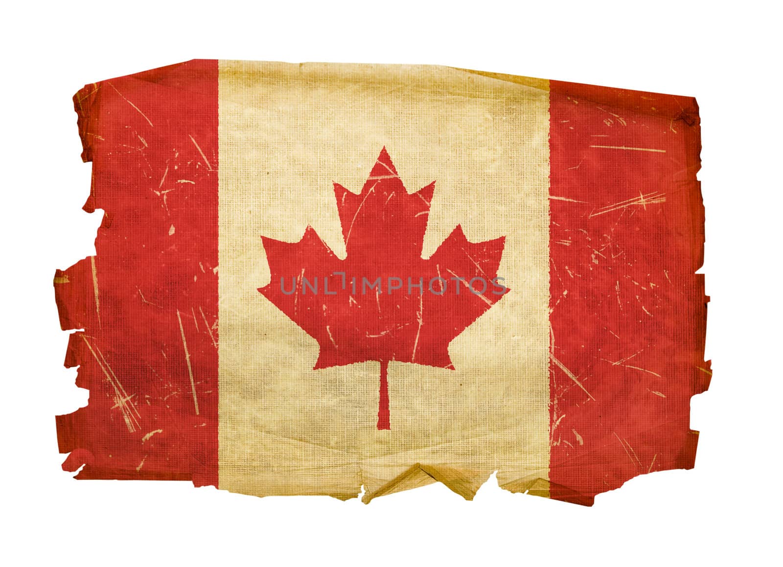 Canada Flag old, isolated on white background