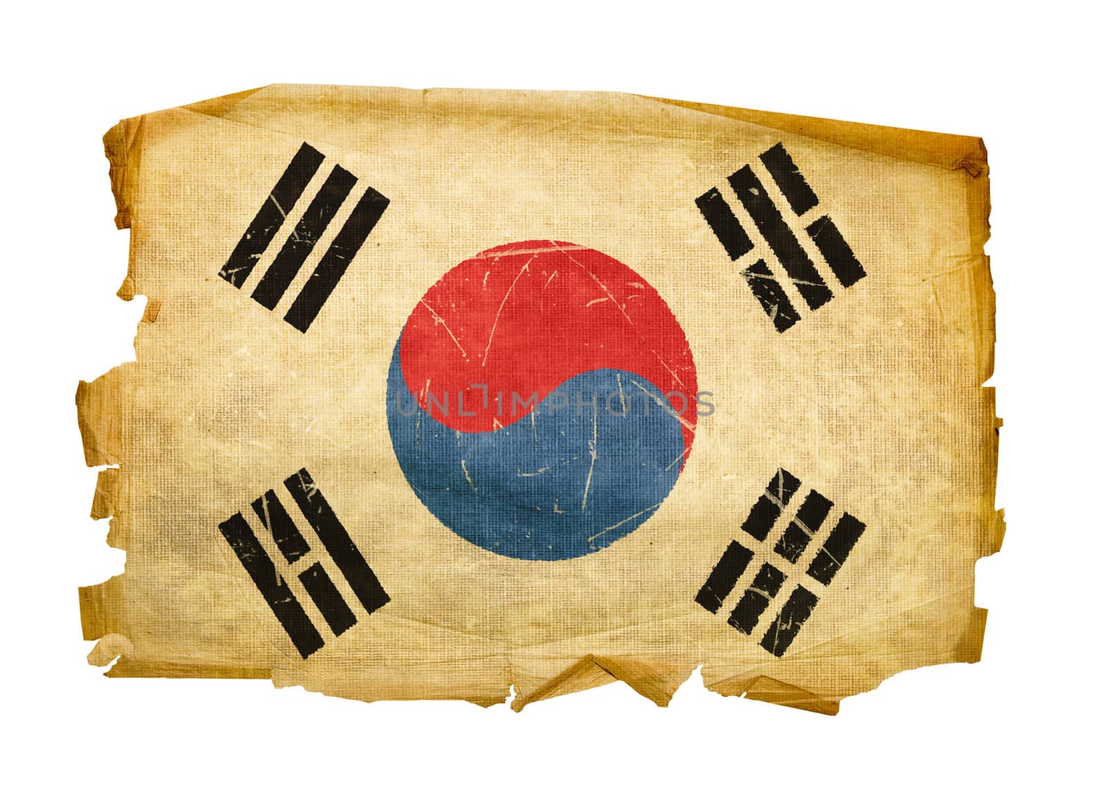 South Korea Flag old, isolated on white background. by zeffss