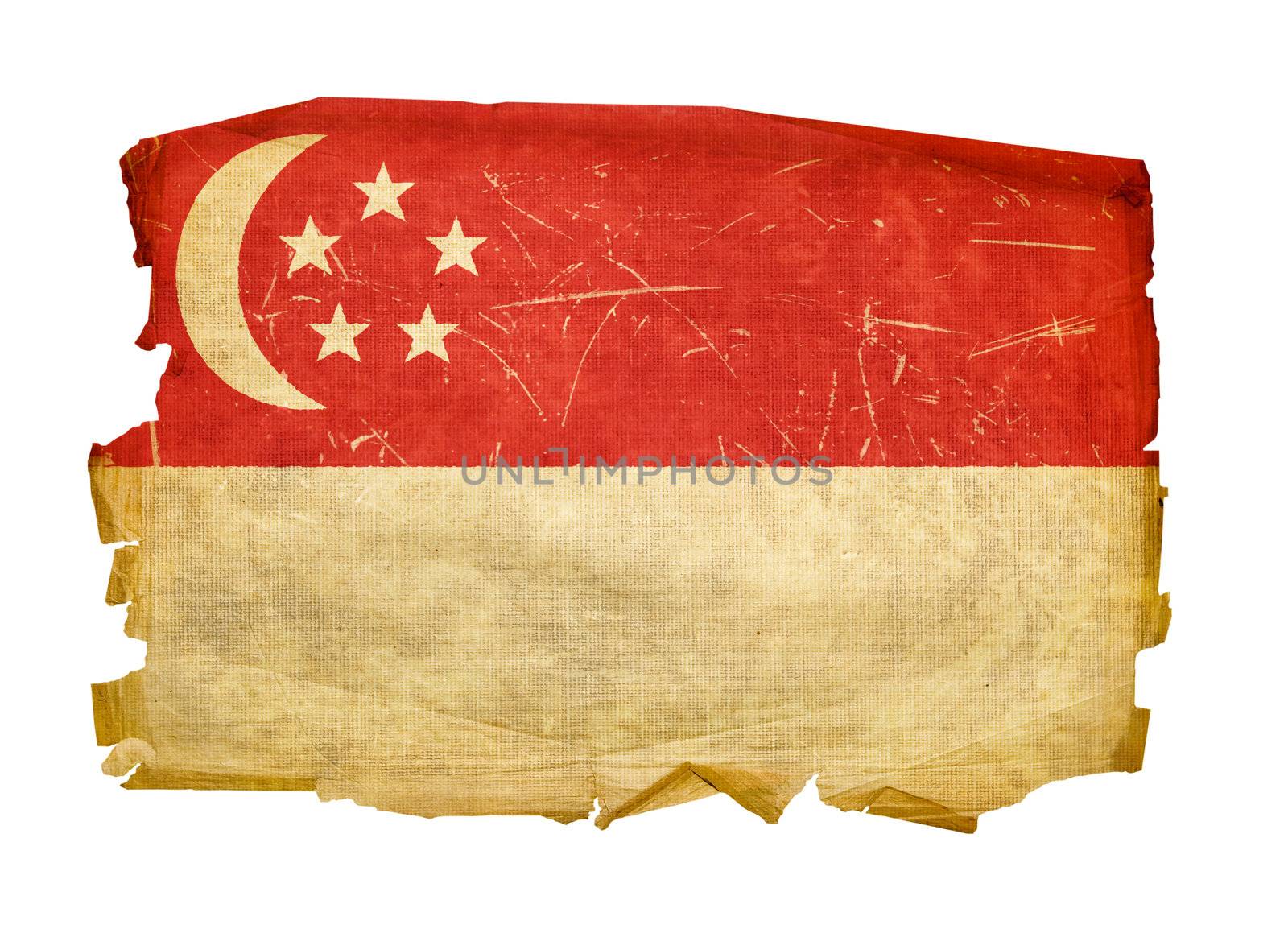 Singapore Flag old, isolated on white background by zeffss