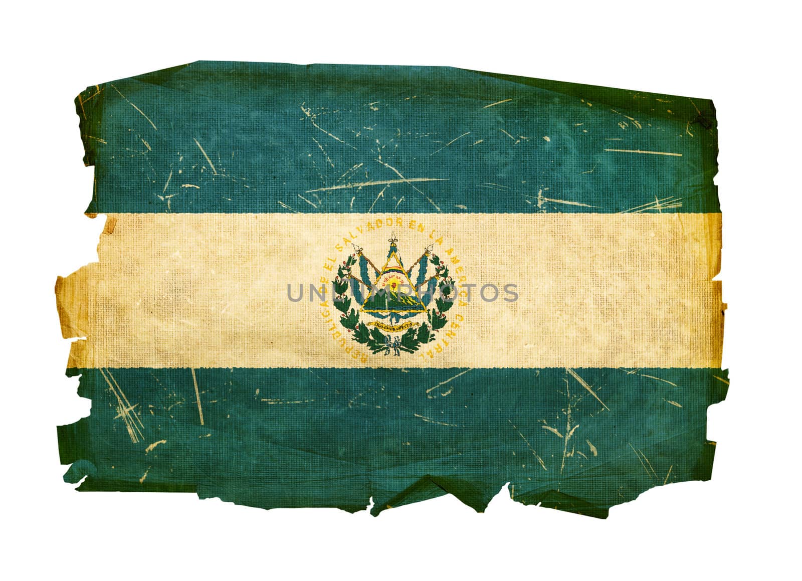 El Salvador Flag old, isolated on white background. by zeffss