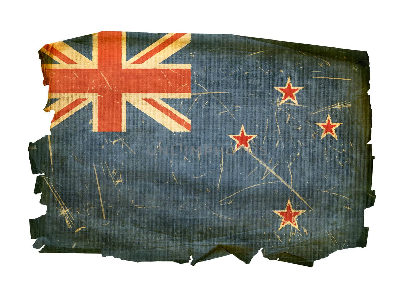 New Zealand Flag old, isolated on white background. by zeffss