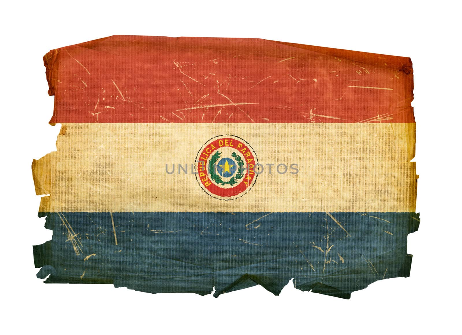 Paraguay Flag old, isolated on white background. by zeffss