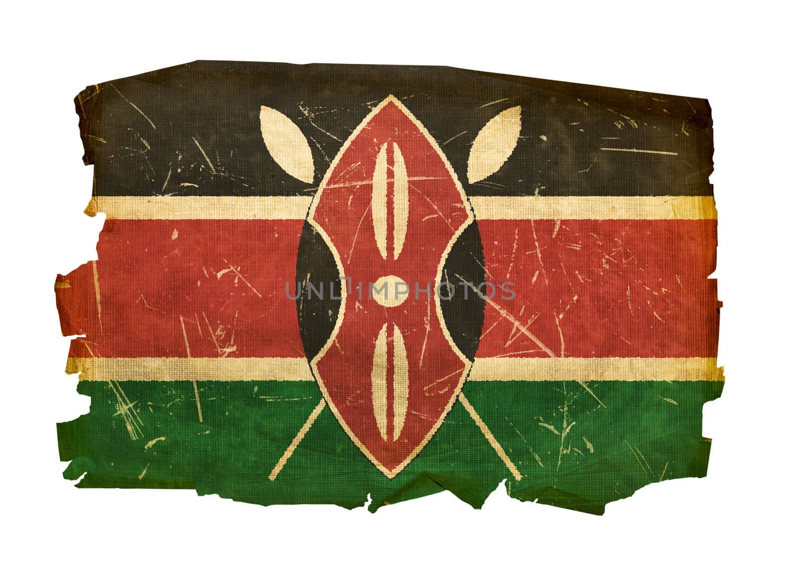 Kenya Flag old, isolated on white background. by zeffss
