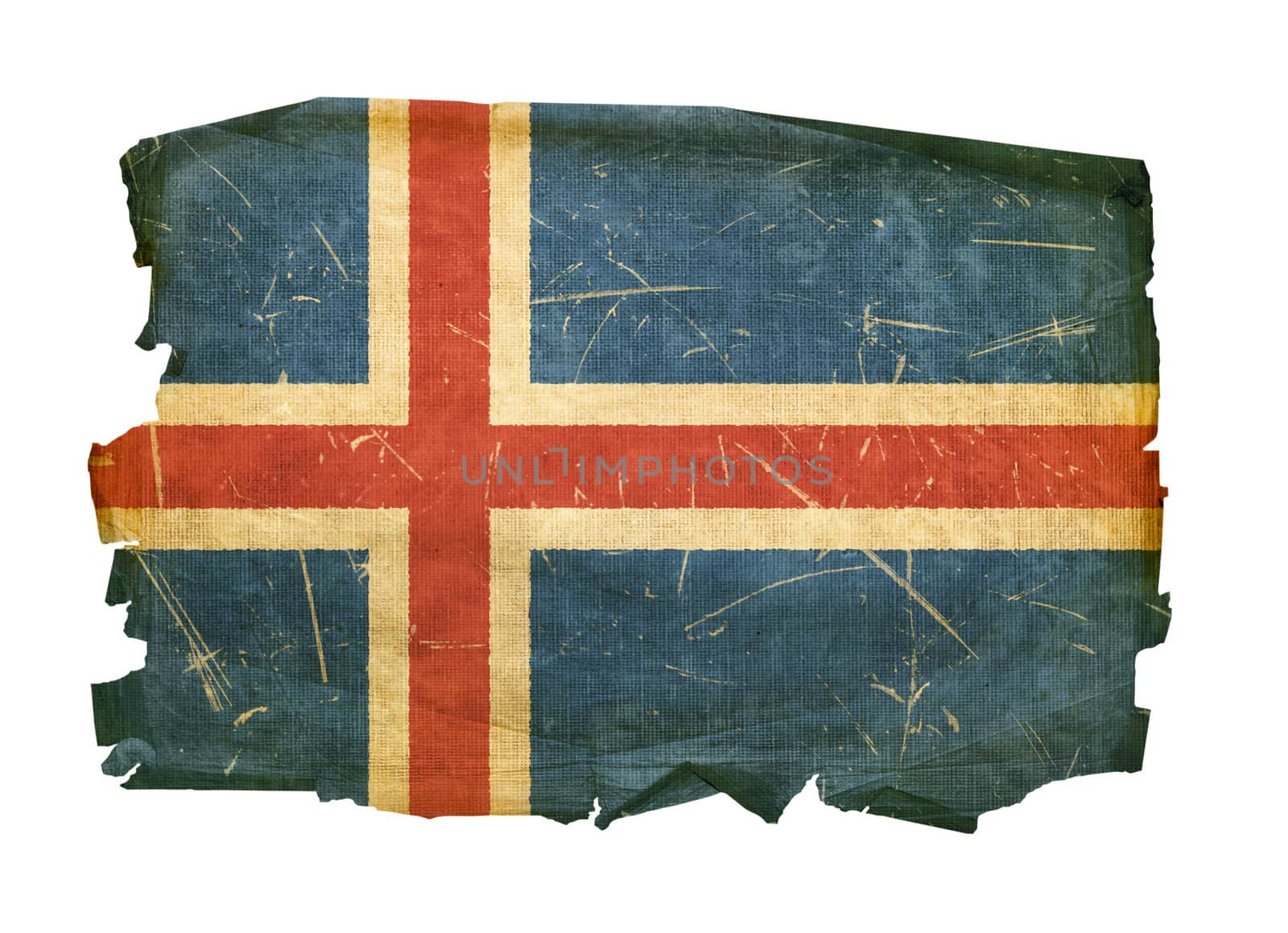 Iceland Flag old, isolated on white background by zeffss