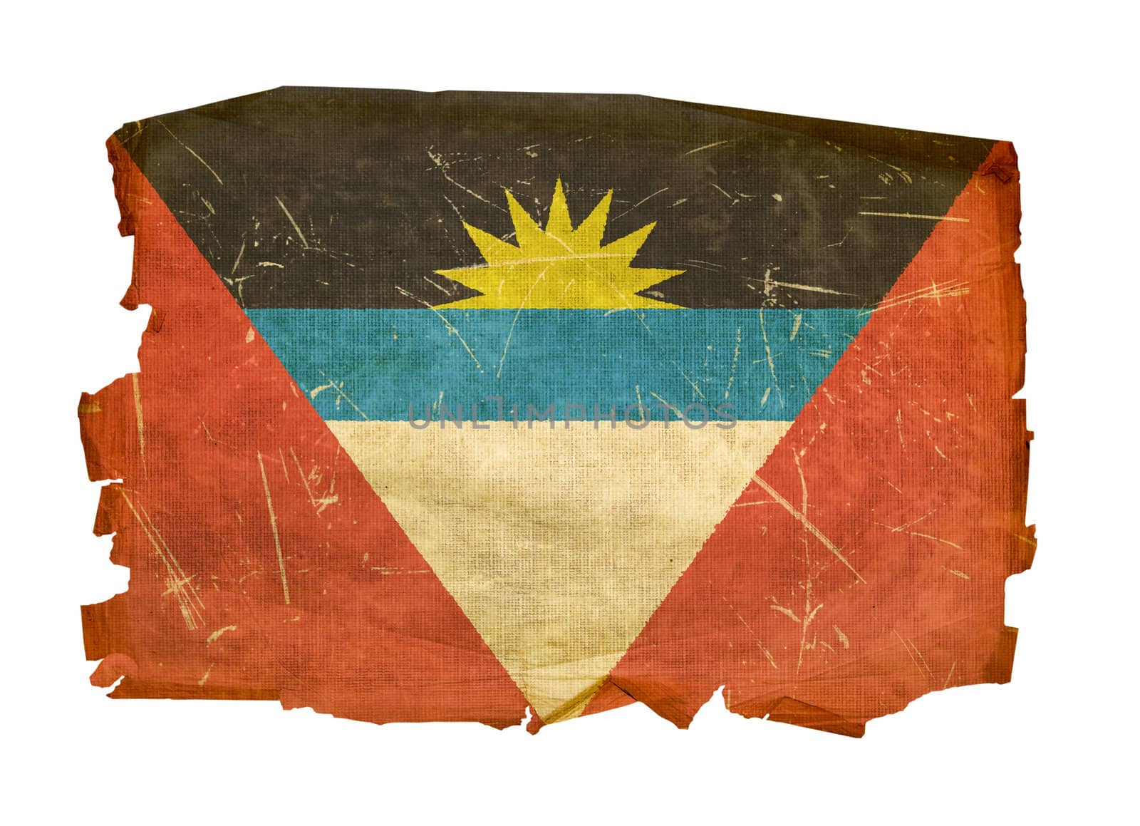 Antigua and Barbuda Flag old, isolated on white background. by zeffss