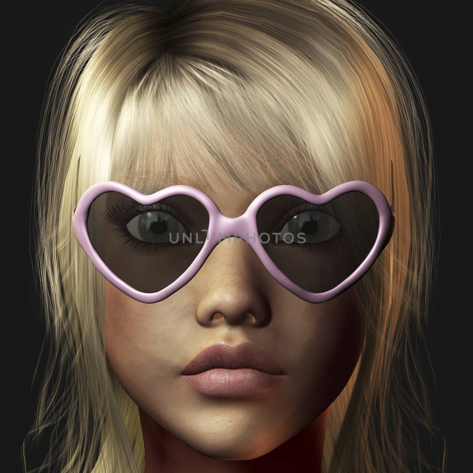 digital rendering of a girls face with sunglasses