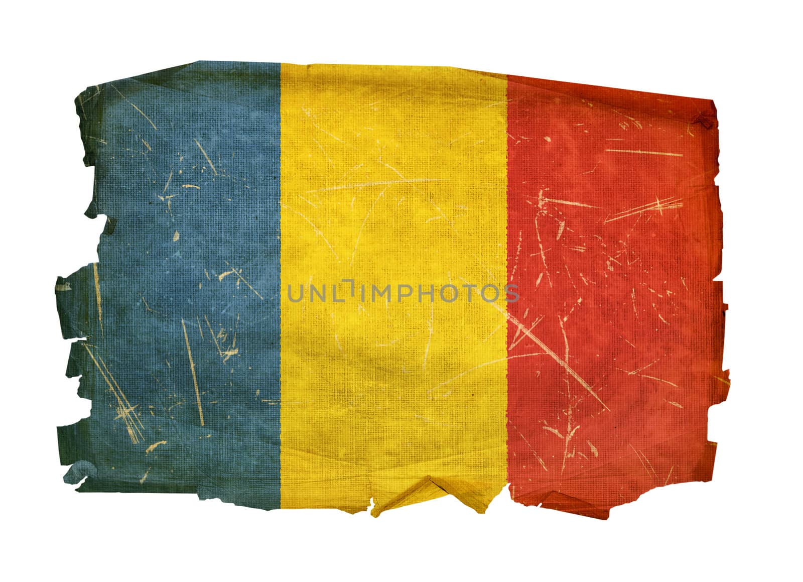 Romania Flag old, isolated on white background. by zeffss