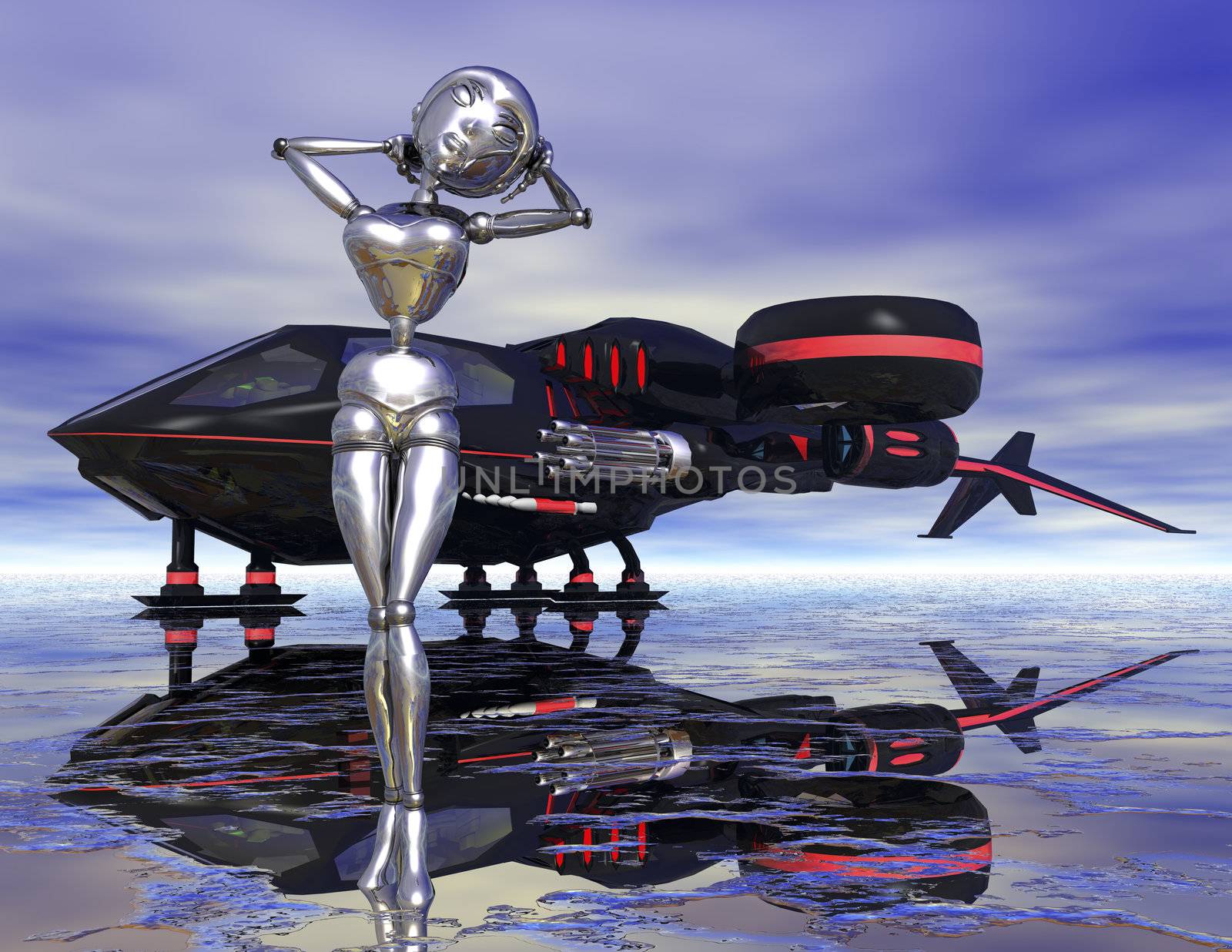 digital rendering of a science fiction scene