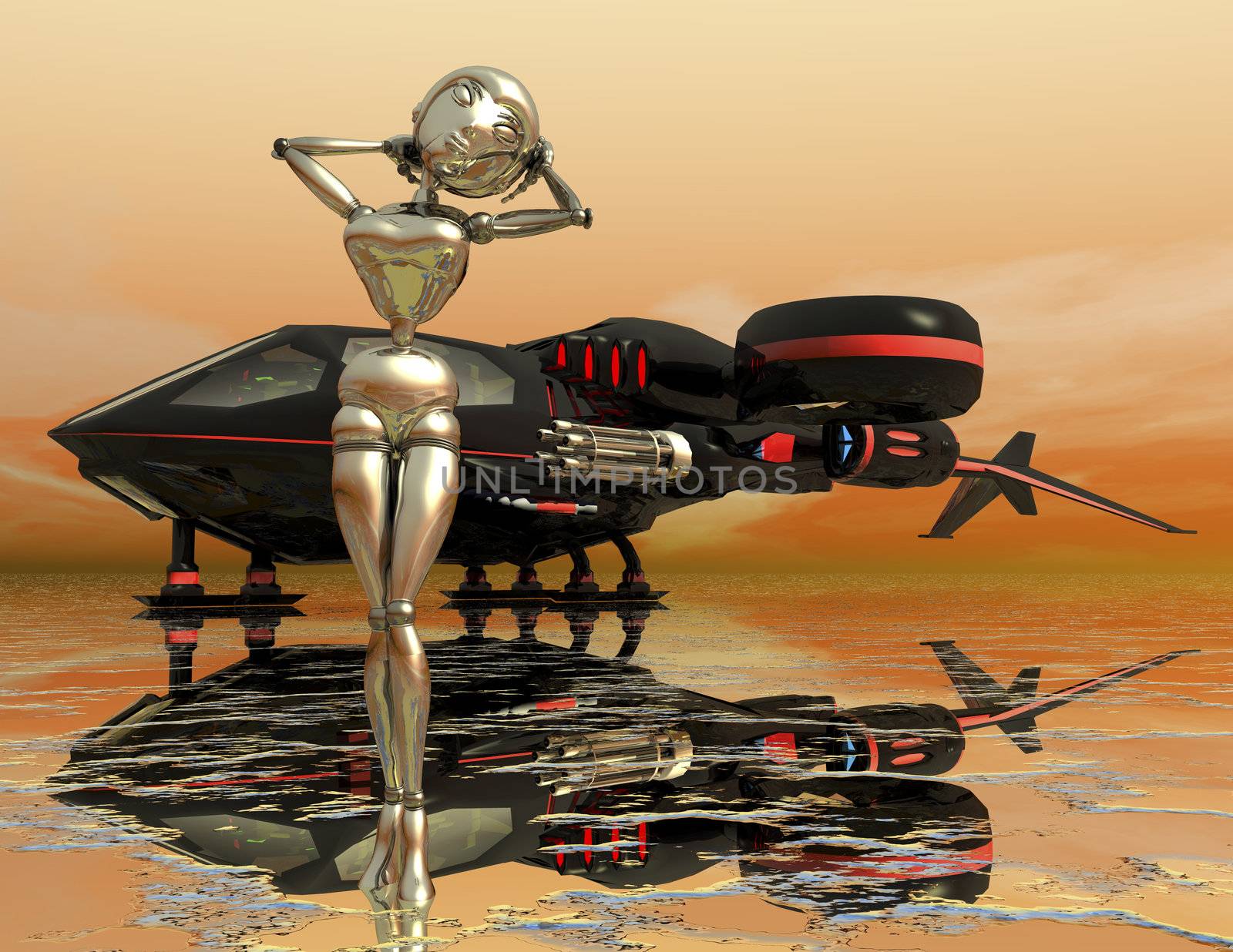 digital rendering of a science fiction scene