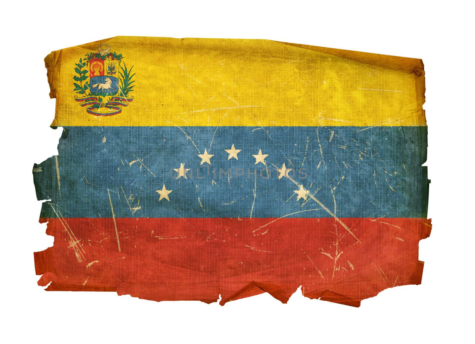 Venezuela Flag old, isolated on white background. by zeffss