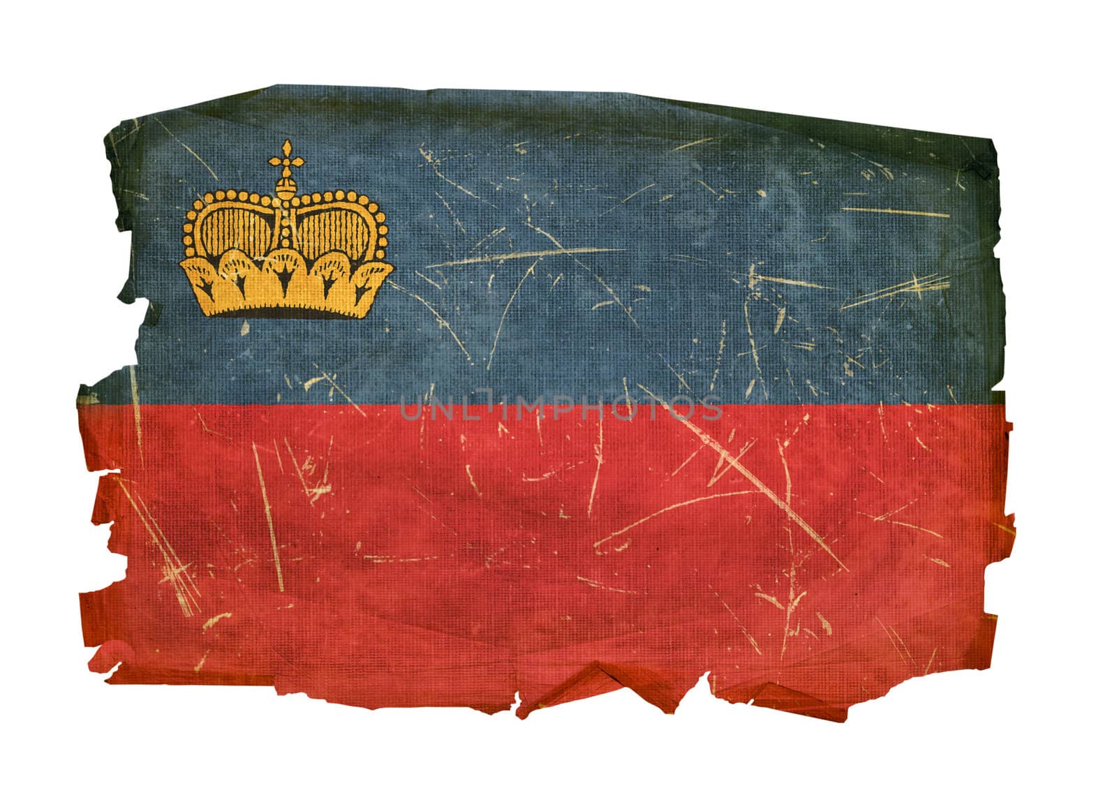 Liechtenstein Flag old, isolated on white background. by zeffss