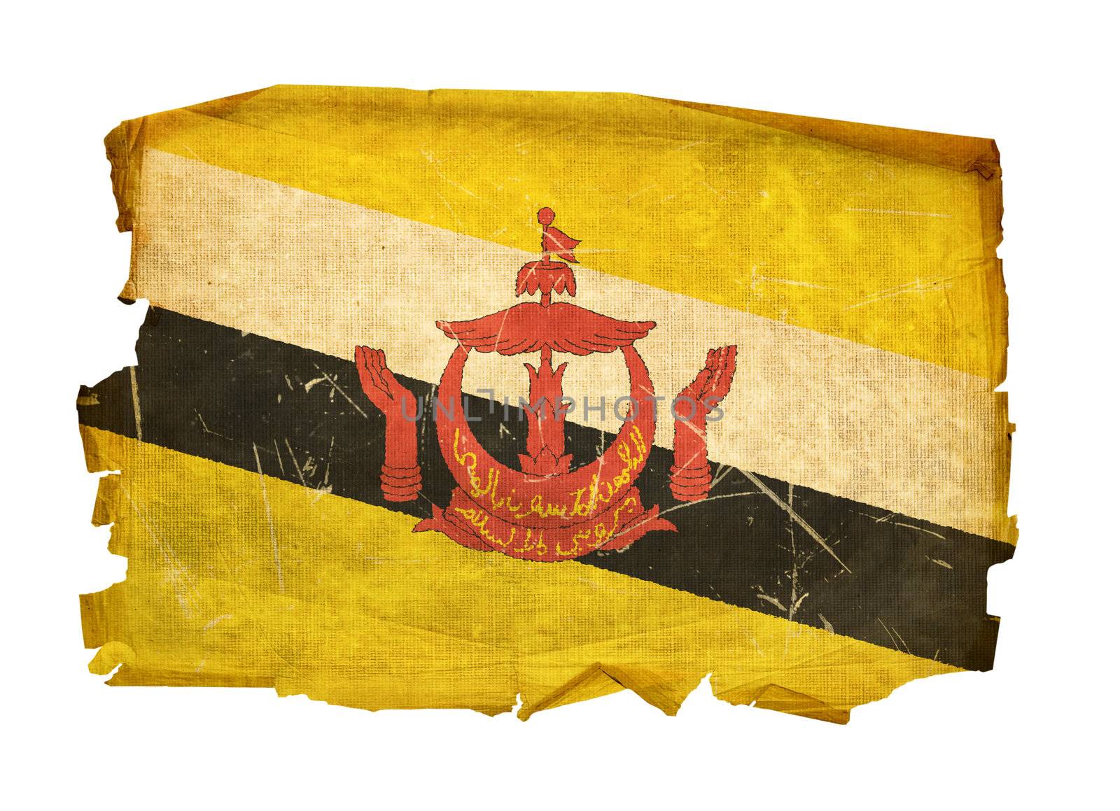 Brunei Flag old, isolated on white background. by zeffss