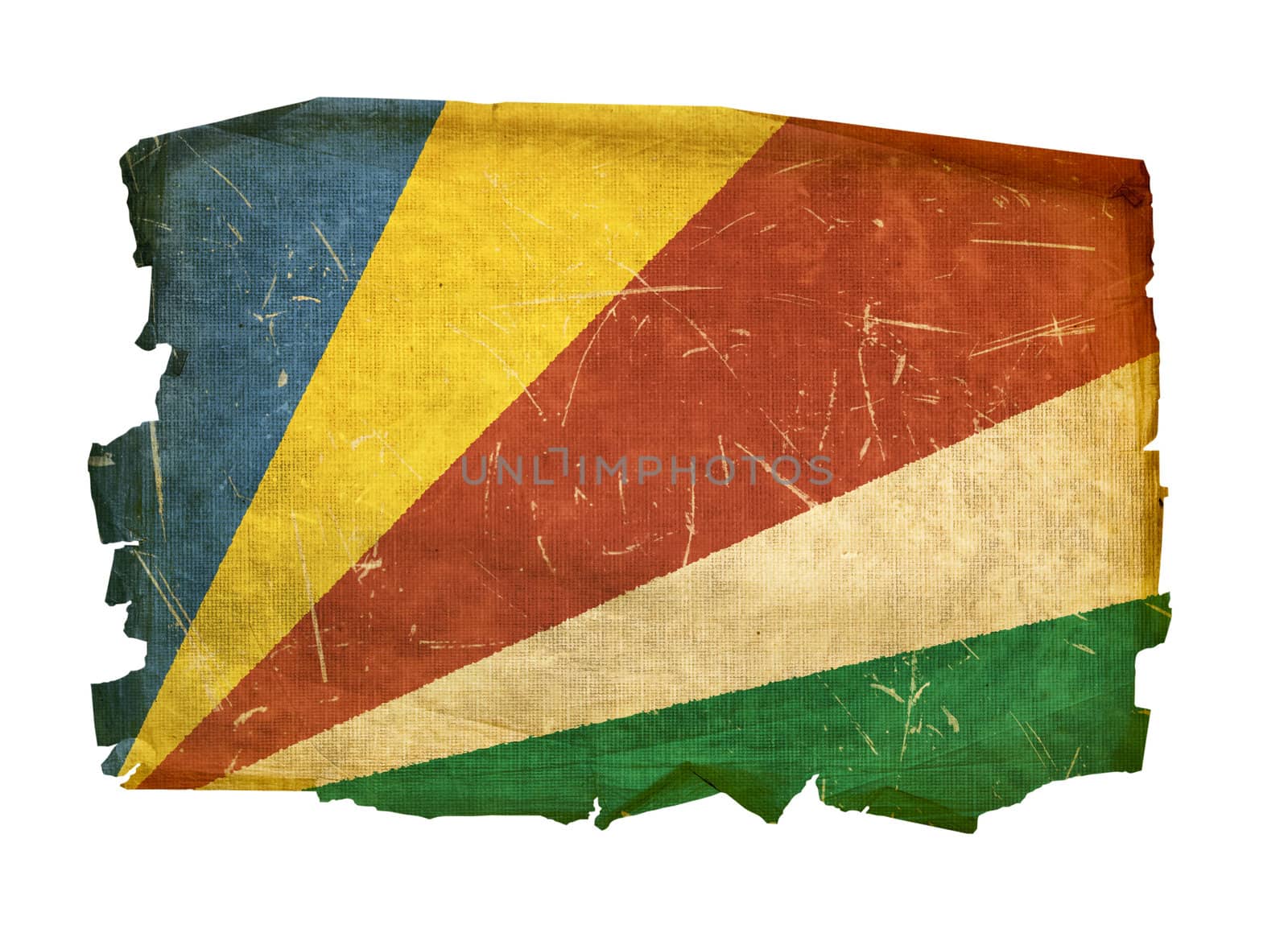 Seychelles Flag old, isolated on white background. by zeffss