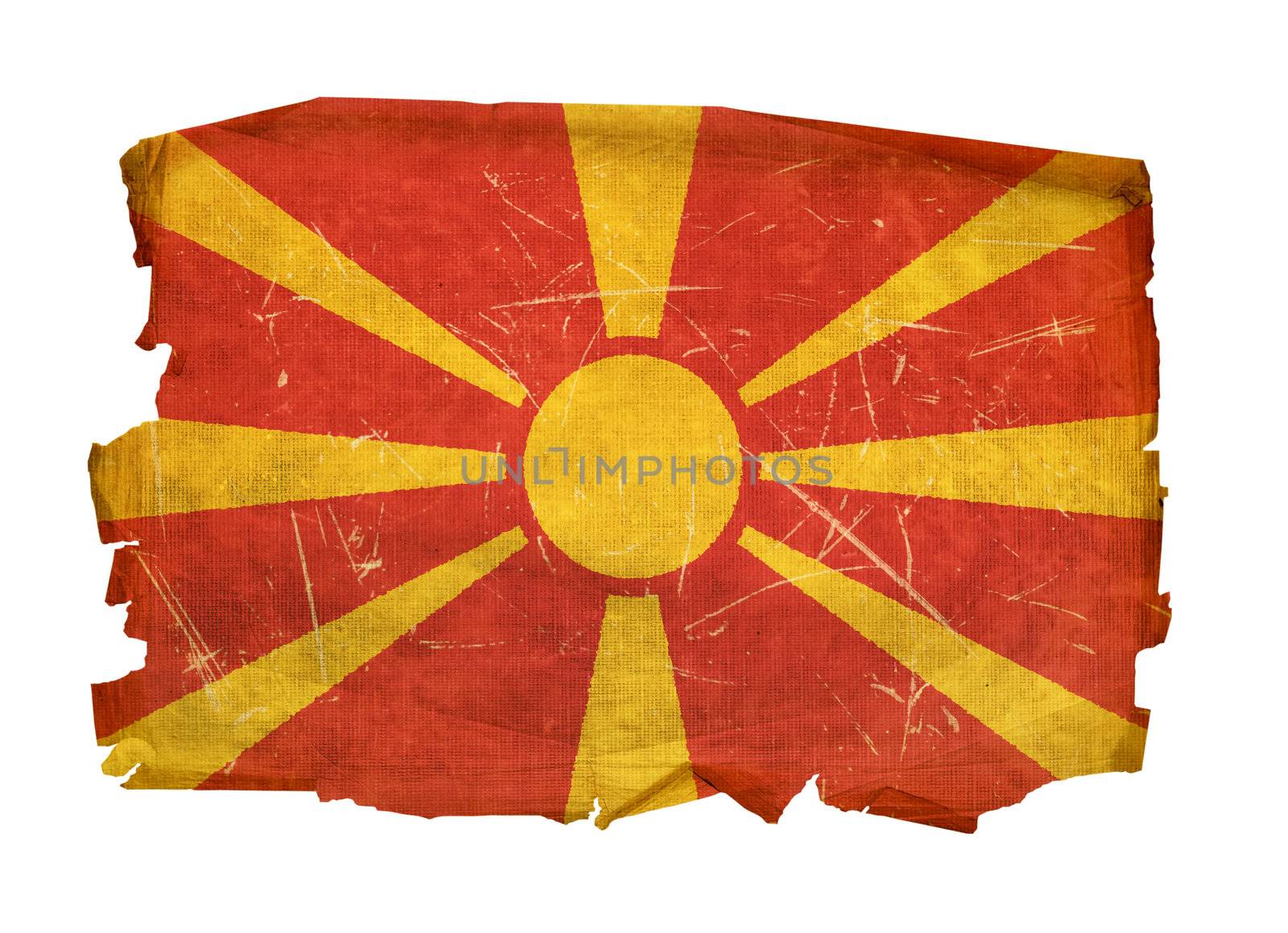 Macedonia Flag old, isolated on white background. by zeffss