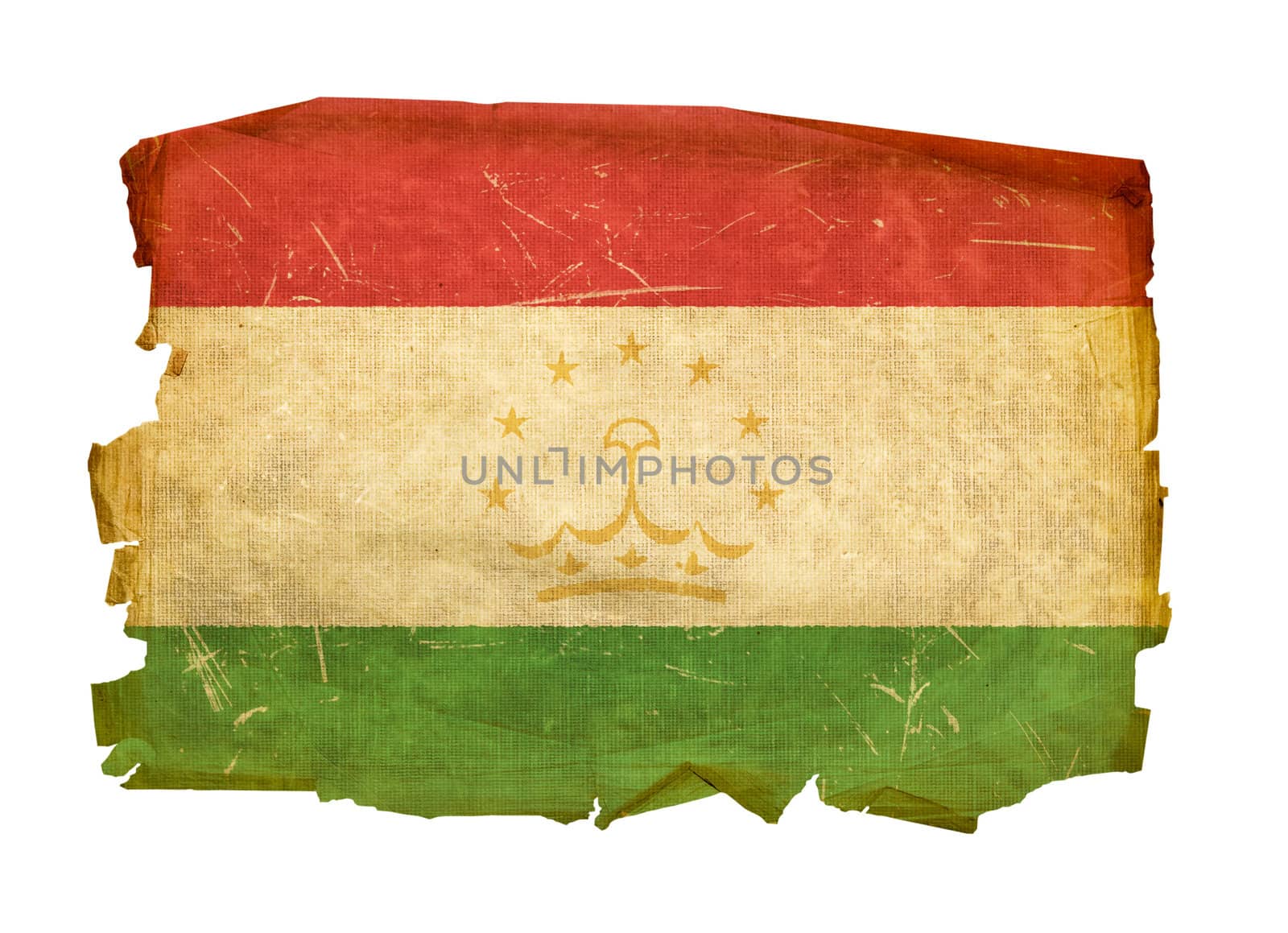 Tajikistan Flag old, isolated on white background. by zeffss