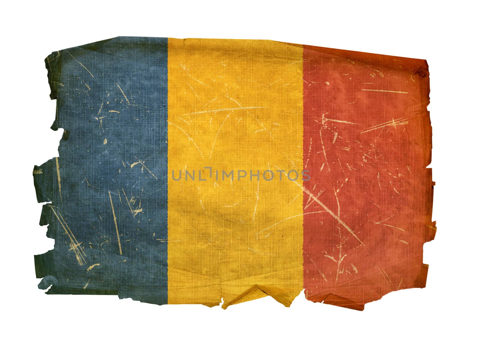 Chadian Flag old, isolated on white background. by zeffss