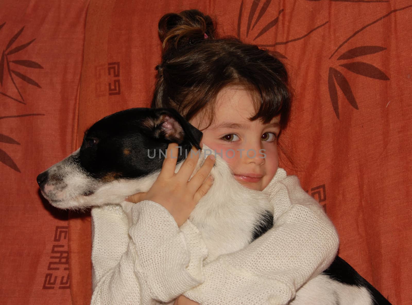 little girl and her dog jack russel terrier