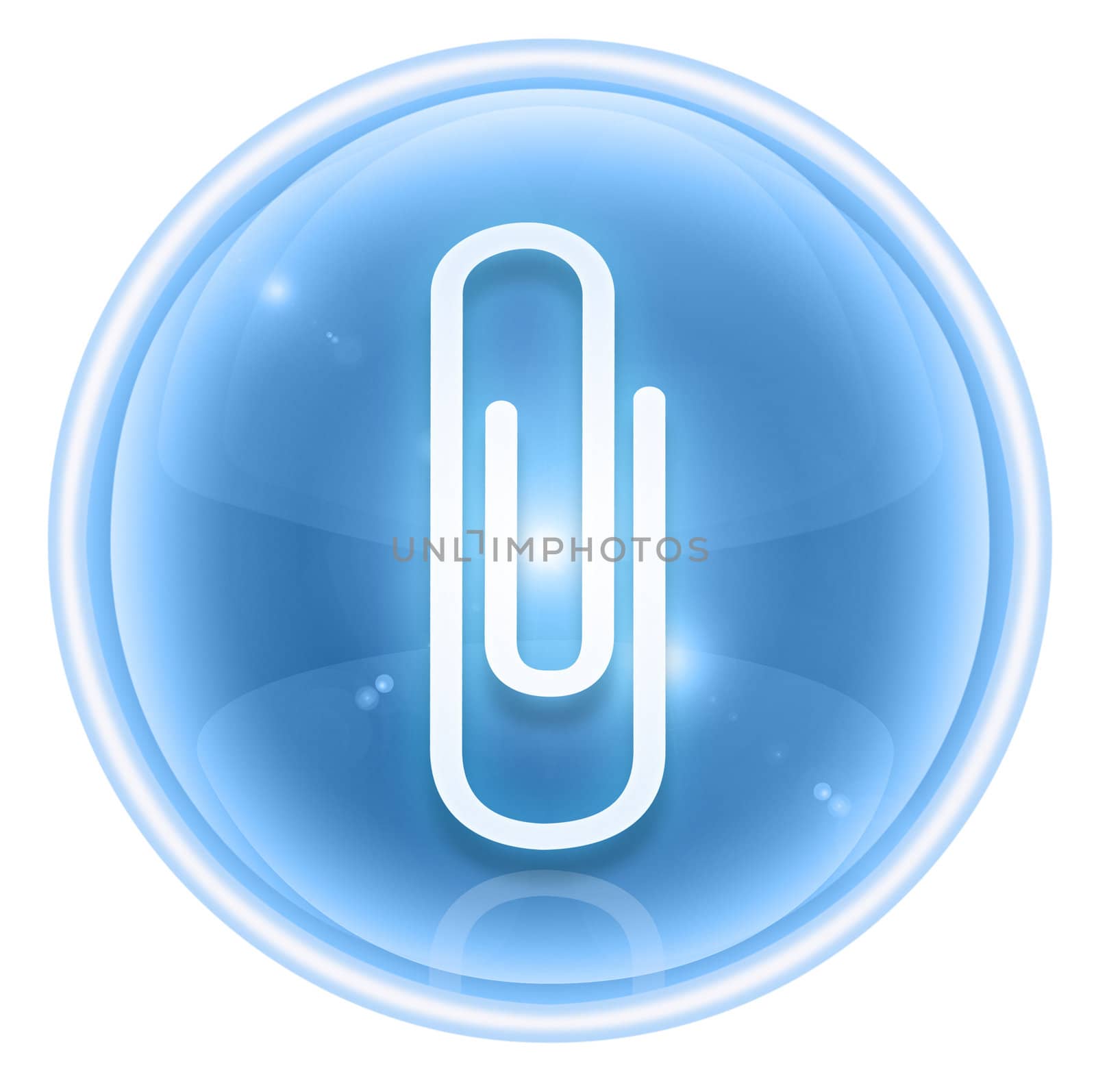 Paper clip icon ice, isolated on white background by zeffss