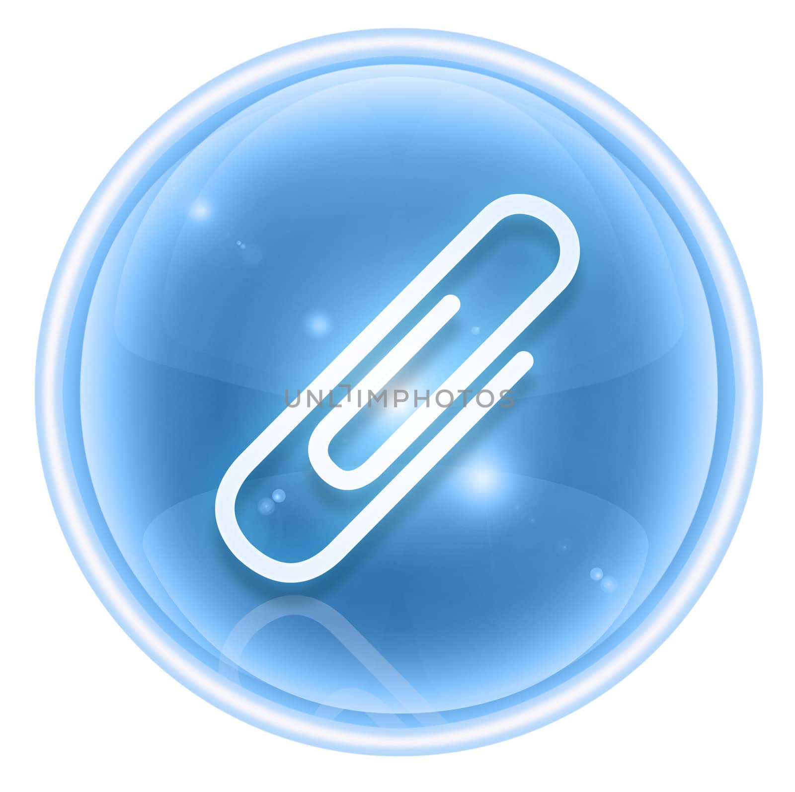 Paper clip icon ice, isolated on white background by zeffss