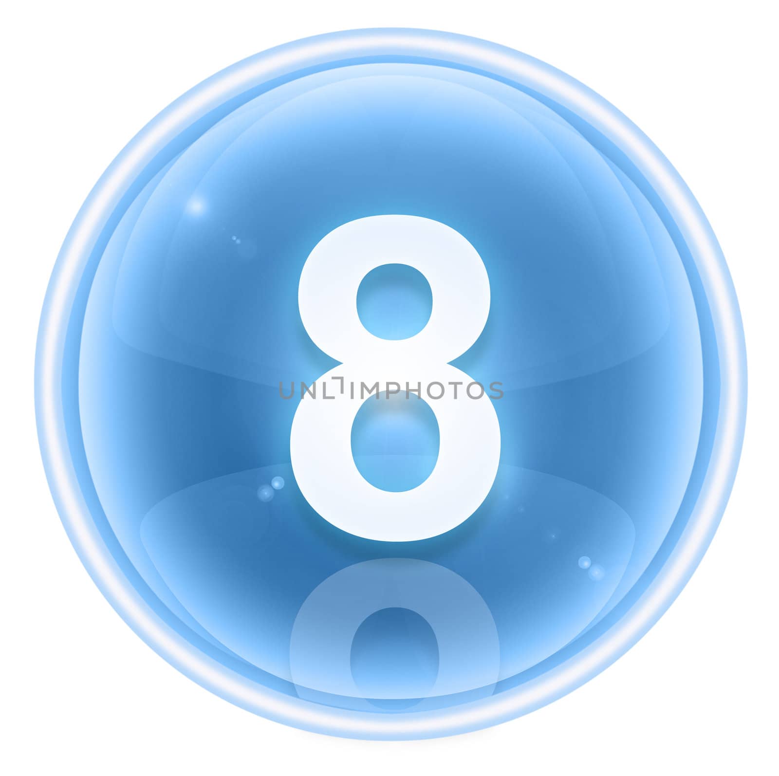 Number eight icon ice, isolated on white background by zeffss