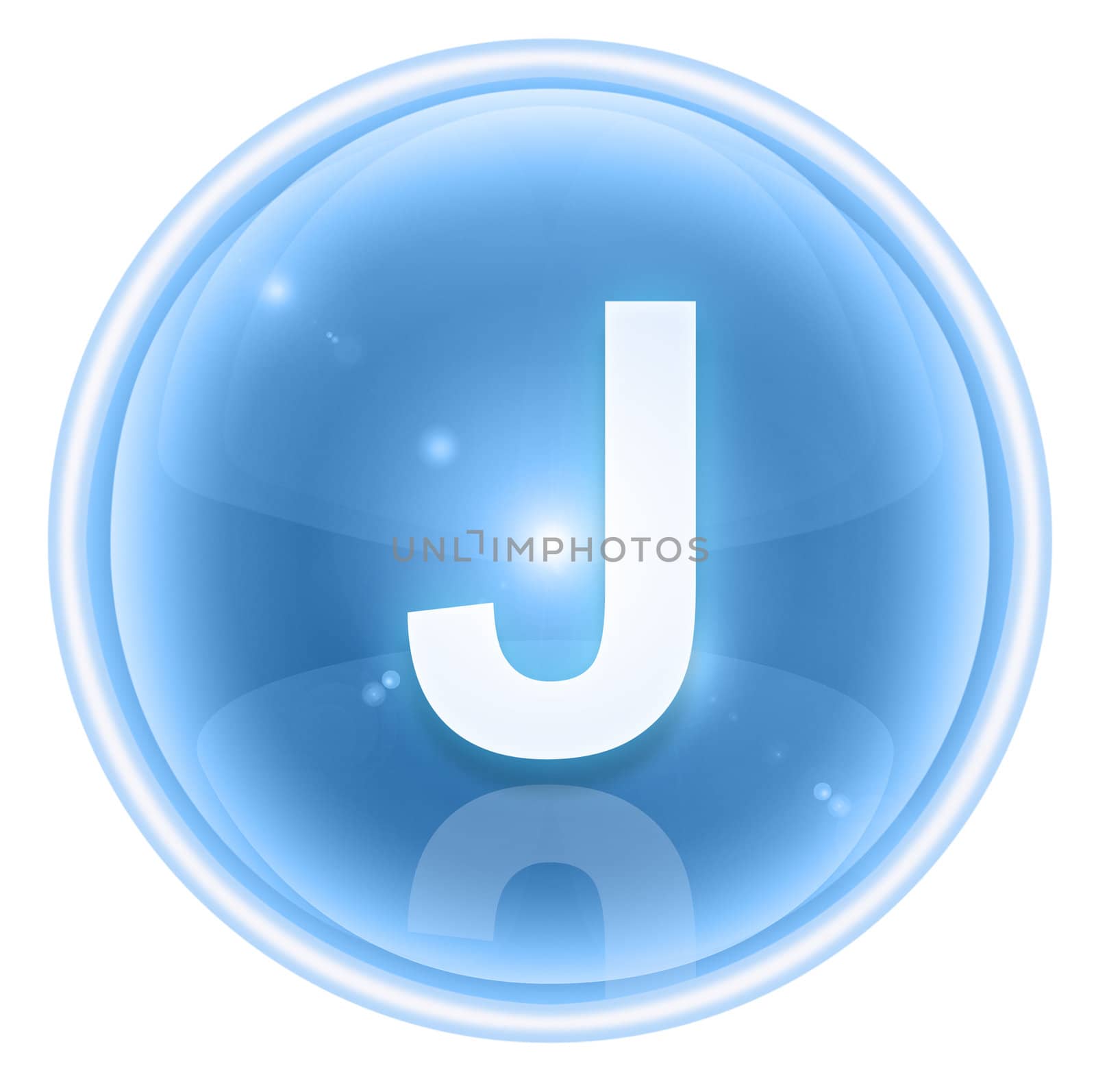 Ice font icon. Letter J, isolated on white background